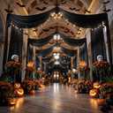 20ftx40ft Black Ceiling Curtain for Wedding Parties 4 Panels Wrinkle-Free 40 FT Long Tent Draping Curtains for Wedding, Birthday & Theme Parties, 40ft Height with Rod Pocket, 60"W x 480"L