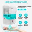 Touchless Automatic Hand Sanitizer Dispenser, Gel Wall Mount Hands Free Soap Dispenser Mounted 700ML for Hotel, Office, School, Kitchen, Church, Shopping Mall, Applicable to Multiple scenarios White