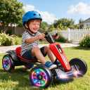 Hikole 12V Electric Go Kart for Kids 3-6, Foldable, Light-Up Wheels, Red, 30.7 inches x 21.2 inches x 19 inches