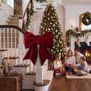 23"x15" Thick Large Velvet Bow for Christmas Tree Topper, Burgundy, 25 × 15 Inch
