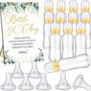 TrelaCo Greenery Cool Baby Shower Games Bottle Chug Sign Wooden Neutral Greenery Floral Gift Sets Gender Reveal Party Favors and 12 Pcs Baby Bottle Shower Favor for Games Gender Reveal, Greenery, Green, White