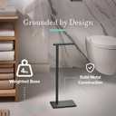 Gatco 1431MX Modern Square Base Toilet Paper Holder Stand, Matte Black, 22.25"H