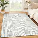 CARMIO Washable Rugs 9x12, Soft Large Living Room Rugs Arch Pattern Modern Knot Print Area Rug Non Slip Indoor Floor Carpet for Bedroom Nursery Kitchen Dining Room, Grey (9" x 12" (Rectangular))