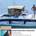 KAKIT 3 4 Bow Bimini Tops with Mesh Sidewalls Support Poles for Boats Marine Grade Canvas Top Includes 2 Straps Storage Boot 1 Inch Aluminum Frame