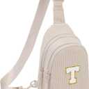 Viverte Small Corduroy Sling Bag Initial Crossbody Bag Fanny Pack for Girls Personalized Birthday Gifts for Teen Girls Gifts