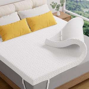 Memory Foam Mattress Topper Queen Size, 3 Inch Gel Infused Cooling Mattress Pad with Breathable Bamboo Cover, Pressure Relief & Machine Washable Bed Topper 60"x80" (White)