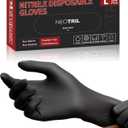 NEOTRIL 4-Mil Black Nitrile Disposable Gloves, Latex Free, Powder Free, Textured Grip Rubber Gloves for Household Kitchen (Medium, Black (Pack of 50))