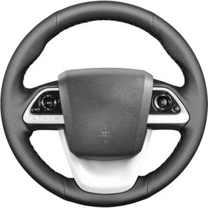 MEWANT Toyota Prius 4 / Prime / Mirai Steering Wheel Cover - Black, Red Leather