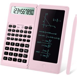 IPepul Scientific Calculators for Students, 10-Digit Large Screen, Math Calculator with Notepad, Classroom Must Haves for Middle High School Supplies & College Pink