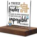 A Truly Great Leader Sign Decor, Thank You Appreciation Gift for Teacher Leaving Graduation Retirement Going Away Farewell Gifts Decorative Signs Plaques YPT1