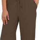 Darong Women's 2 Piece Summer Outfits Lounge Sets Side Ruched Short Sleeve Crop Top & Wide Leg Pants Matching Tracksuit (Brown, M)