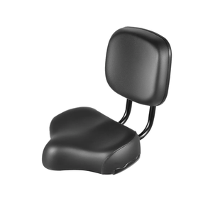 Extra Wide Bike Seat with Backrest and Comfortable Ergonomic Design for Men and Women - Adjustable Height Leather Saddle Pad for eBike, Tricycle, and Big Bikes