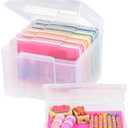 IRIS USA 5" x 7" Photo Storage Box Craft Keeper, Transparent Protection Container with 6 Organization Holder Cases for Pictures, Tasks, Scrapbooking, Ephemera, Stationery Storage, Clear