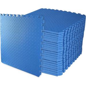 Elevon Puzzle Exercise Gym Flooring Mat, 3/4" Thick EVA Interlocking Foam 24 Tiles Workout Mat for Home Gym, 96 Sq Ft, Navy