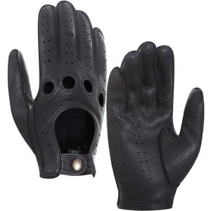 Harssidanzar Mens Deerskin Leather Driving Gloves Motorcycle Gloves For Men Unlined (XX-Large, Black(deerskin, Upgrade))