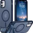 Temdan Magnetic Compatible with iPhone 11 Phone Case, [Built-in Invisible Kickstand][Compatible with MagSafe] [Military Grade Shockproof] Slim Translucent Matte Phone Case for iPhone 11 6.1" (Blue)