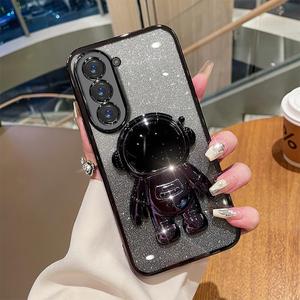 Roemary Astronaut Stand Case for Galaxy S24 Ultra Case, for Samsung Galaxy S24 Ultra with Astronaut Stand,Black Folding Bracket Kickstand Phone Case with Camera Protector-Spaceman