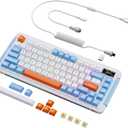 L75 Wireless Mechanical Keyboard, Hot-swappable Wired/Bluetooth 5.0/2.4G Wireless Keyboard with RGB Backlit for Windows & Mac, PBT Keycaps, Gateron Yellow Switch Pro, Navy White (81 Keys)