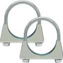Murtenze 2 Pack 2-1/4" U-Bolt Muffler Exhaust Clamps, Stainless Steel Silencer Exhaust Clip for Automotive, Vehicles
