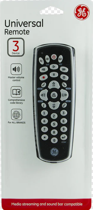 GE 34456 General Electric TV DVD Cable 3-Device Universal Remote Control