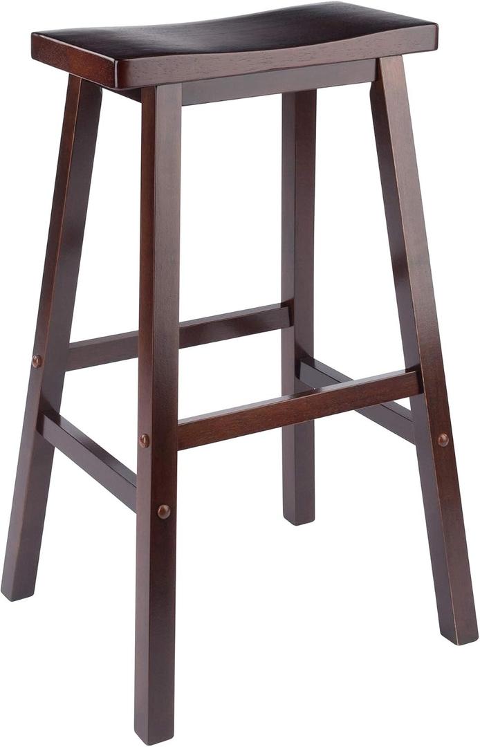Winsome Satori Saddle Seat Bar Stool, Walnut, 29"