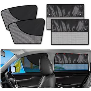 ZATOOTO Car Window Shades for Side Windows 4 Pack Car Window Covers for Privacy Half Blackout & See-Through UV Protection & Cooling Magnetic Car Window Curtain Universal for Camping Travel In-Car Rest