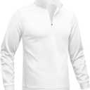 TACVASEN Men's Quarter Zip Pullover Sweatshirts Lightweight Fleece Lined Thermal Sweatshirts 1/4 Zip Golf Sweaters (White, XXL)