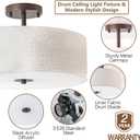Bargeni Semi Flush Mount Ceiling Light Fixture,16 inch Drum Flush Mount Ceiling Light,Modern Light Fixtures Ceiling Mount with Oil Rubbed Bronze Finish,Semi Flush Ceiling Light for Bedroom,Living Room