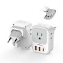 TESSAN European Travel Plug Adapter 2 Packs, Type C Europe Adaptor Foldable Plug 4 Outlets 3 USB(1 USB C PD 20W), US to Spain France Italy Germany Denmark Iceland European Travel Must Haves