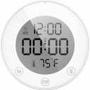 KADAMS Shower Timer Clock Waterproof Bathroom Timer  Digital Wall Clock with Countup & Countdown, Magnetic Kitchen Clock with Temperature, Suction Cup for Kids Shower Spa Cook Bath (White)