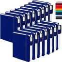 feela 15 Pack Pocket Small Notebooks Bulk, Mini Cute Notepads Hardcover College Ruled Lined Journals with Pen Holder for School Business Memos, with 15 Black Pens, 3.5x 5.5, A6, Navy