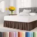 Wrap Around Dust Ruffle Bed Skirt - Brown - for Full Size Beds with 18 Inch Drop - Easy Fit Elastic Strap - Adjustable Pleated Bedskirt w/Brushed Fabric - Wrinkle Free - for Women, Men, Kids & Teens