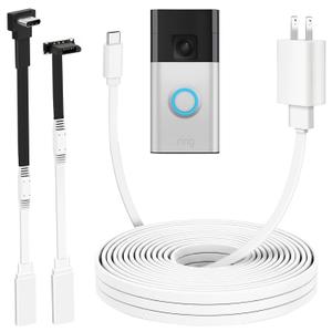 16.4ft/5m Charger Cable for Ring Battery Doorbell (2nd Gen-2020/2024Release), Unique L-Shaped 0.003 Connector More Fit Snugly & Weatherproof, UL Power Adapter, 24 Hours Power Supply for Ring Doorbell