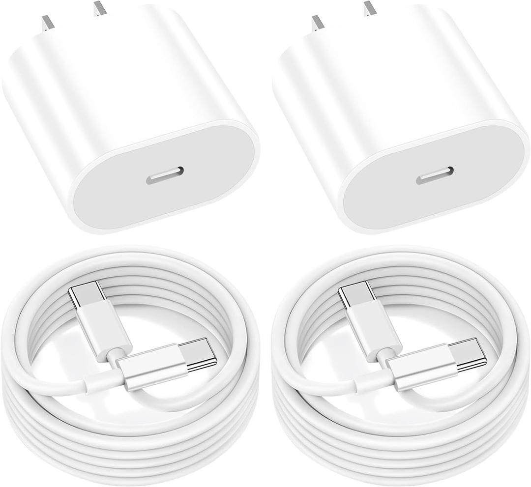 2Pack 20W USB C Charger for iPad Pro 13/12.9/11 inch, iPad A16/10th Generation, iPad Air 11/13 inch/5th/4th, iPad mini 6th/7th, iPad Charger Fast Charging Block with 6.6ft USB C to C Charger Cable