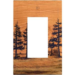 Rustic Farmhouse Brown Pine Tree Wood Grain Outlet Covers Single Rocker Light Switch Covers Decorative 1 Gang Gfci Wall Plate Electrical Receptacle Switchplate Plug Faceplate for Bedroom Decor
