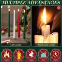 Baquler 6 Pcs 11'' Christmas Flameless Taper Candles Green Red White Battery Operated Candles LED Plastic Flickering Candlesticks for Christmas Wedding Church Dinner Home Decor