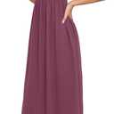 DB MOON Womens 2026 Maxi Dresses Empire Waist Long Summer Dress Casual Cap Short Sleeve Sundress with Pockets (Purple, M)