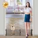 Malier Indoor Dog Gate with Door, 34-55" Extra Wide Full Metal Pet Gate Short Dog Gate for Stairs, Pressure Mount 10'' Tall Small Puppy Low Gate Easy Step Over for Doorways (Black)