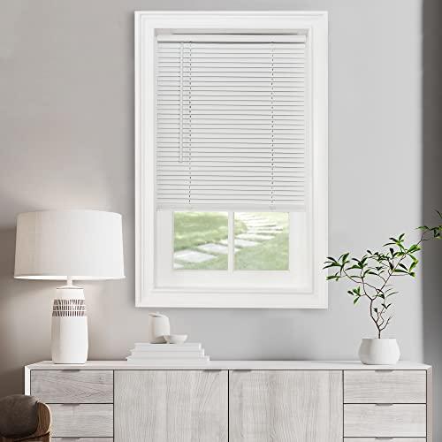 Cordless Light Filtering Mini Blind - 22 Inch Width, 64 Inch Length, 1" Slat Size - Pearl White - Cordless GII Morningstar Horizontal Windows Blinds for Interior by Achim Home Decor