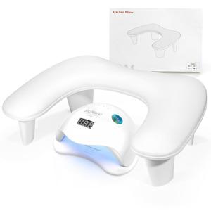 LIONVISON Arm Rest for Nails Tech U Shaped - Comfortable Manicure Nail Hand Rest Pillow Cushion, Nail Armrest Stand for Acrylic Nail Art Tech, Quick Installation, White
