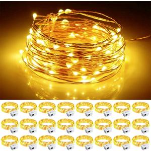 Fairy Lights Battery Operated, 24 Pack 7FT 20 LED Mini String Twinkle Lights for Christmas Helloween Mason Jars Centerpiece Table Decorations (24, Warm White)