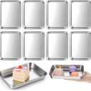 8 Pack Small Stainless Steel Plate 7''L x 5''W Metal Baking Sheet Set Stainless Steel Surgical Tray for Oven, Food Safe Smooth Polished for Campers, Hand Project Medical Instruments, Tattoo, Surgical