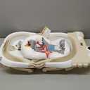 MoreFeel Collapsible Baby Bathtub for Newborn with Thermometer & 1 Hooded Towel & 1 Soft Floating Cushion,Portable Travel Bathtub with Drain Hole, Durable Foldable Baby Tubs for Infants to Toddler (Beige)