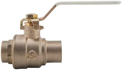 Watts LFFBVS-3C-M1 2-Piece Full Port Ball Valve, 3/4 Inch, Solder End Connections, Brass Body and Chrome Plated Brass Ball, Bottom-Loaded Blowout Proof Stem and Steel Handle