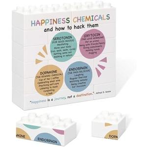 Happiness Chemicals Building Block Puzzle Sign, Mental Health Office Decor, Inspirational Gift, School Counselor Sign Therapist Office Art Decorations, for Therapist Office Living Room Bedroom 3 Pack