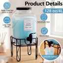 FillTouch 2 Pack 1 Gallon/128 oz Glass Laundry Detergent Dispenser, 3.8 L Liquid Soap Dispenser with Stand, Measuring Cup and Label, Fabric Softener, Liquid Bleach Container, Laundry Room Organization