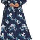 YOZLY Nightgowns for Women Soft Cotton Long Sleeve Night Gwon with Pockets (Medium, Floral Navy)