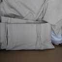 Light Beige Pinch Pleated 100% Blackout Linen Bedroom Curtains 96 Inch Length Double Layer Pleat Curtains Ring Hooks Back Tab Black Out Room Darkening Drapes 96 Inches Long Living Room Oatmeal