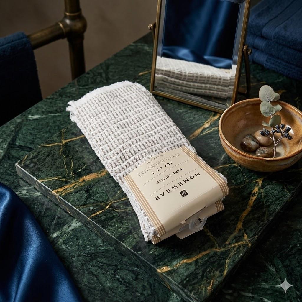 Home Wear Hand Towels Brown Set of 2 15x25 Pack Of 2