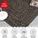 ROYHOME Area Rug 10x13 Extra Large Rug Print Braided Machine Washable Rug for Bedroom Stain Resistant Non-Slip Carpet Farmhouse Solid Printed Textured Floor Cover for Home Decor, Brown